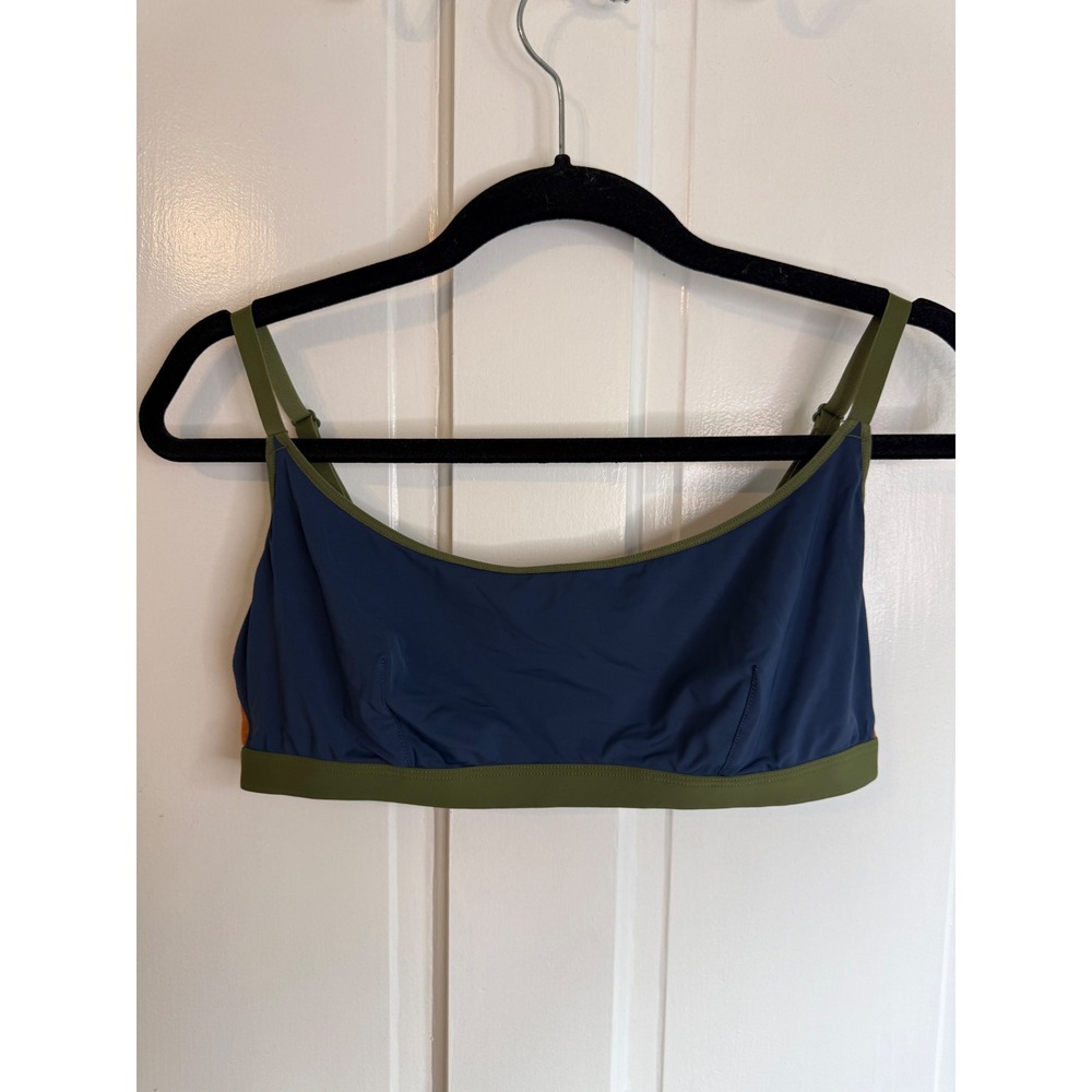 Parade Scoop Bralette Colorblock Navy Blue Olive Green Orange Mesh Size L